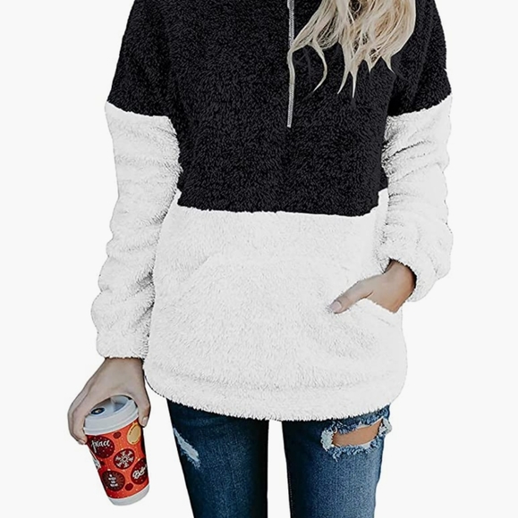 🔥 Women Sherpa Pullover Quarter Zip Long Sleeve - Picture 2 of 6